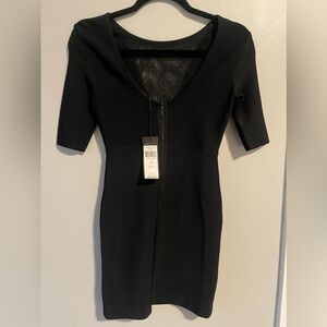 BCBGMAXAZRIA Jaydan Pointelle Trim Scoop-Back Dress